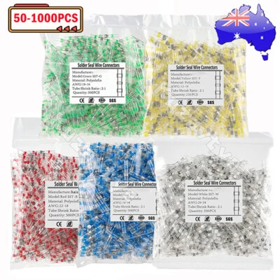 50-1000x Waterproof Heat Shrink Solder Wire Connector Seal Sleeve Butt Terminals - image 1 of 4