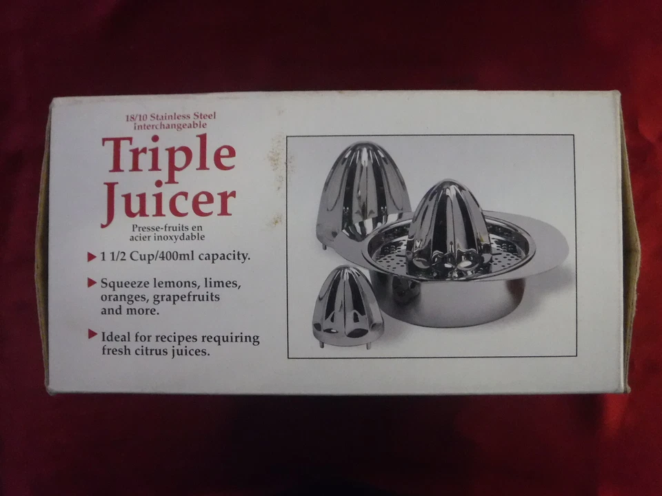 Exprimidor Triple Norpro Acero Inoxidable 18/10 Intercambiable Capacidad 1 1/2 Taza Foto 2 de 4