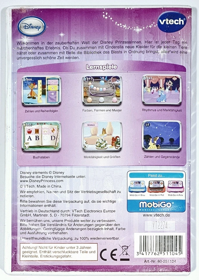 vtech Mobigo Lernspiel DISNEY PRINZESSINEN dt. Lesen Zählen Farben Merkfähigkeit - Bild 2 von 2