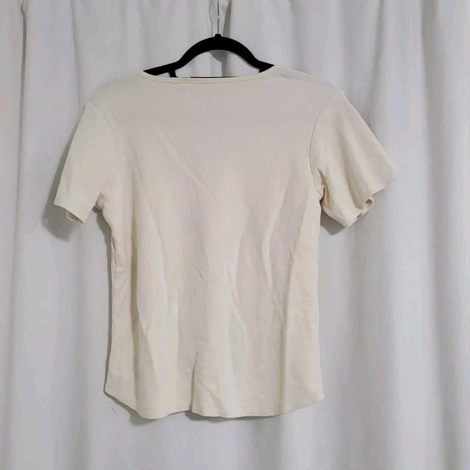 Camiseta De Colección Y2K Tommy Bahama Mezcla Seda Tejido Gofre Crema Mujer Talla M Años 90 Foto 2 de 4