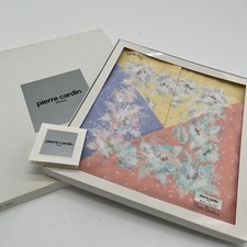 Vintage Set 3 PIERRE CARDIN FLORAL COTTON HANDKERCHIEF Japan Original Box NEW