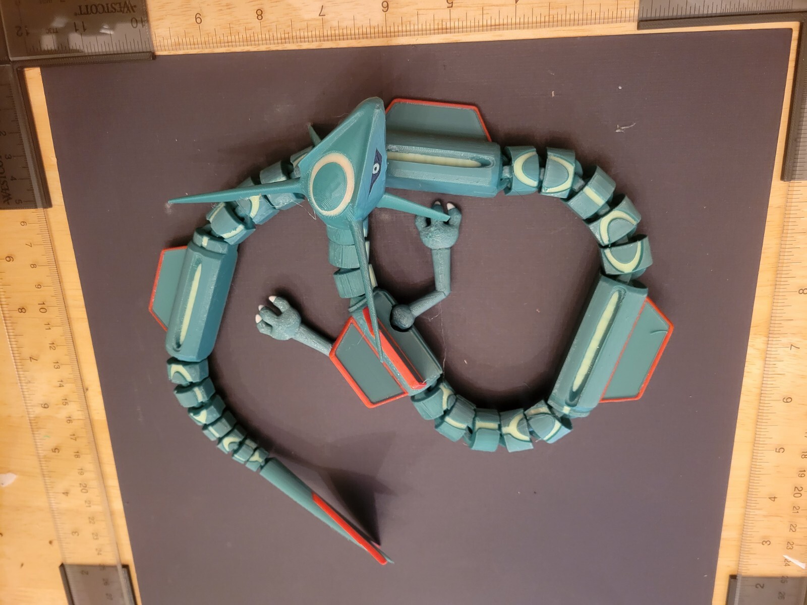 Articulated Pokémon Rayquaza Dragon 3D Printed Fully Colored Yellow Stripes