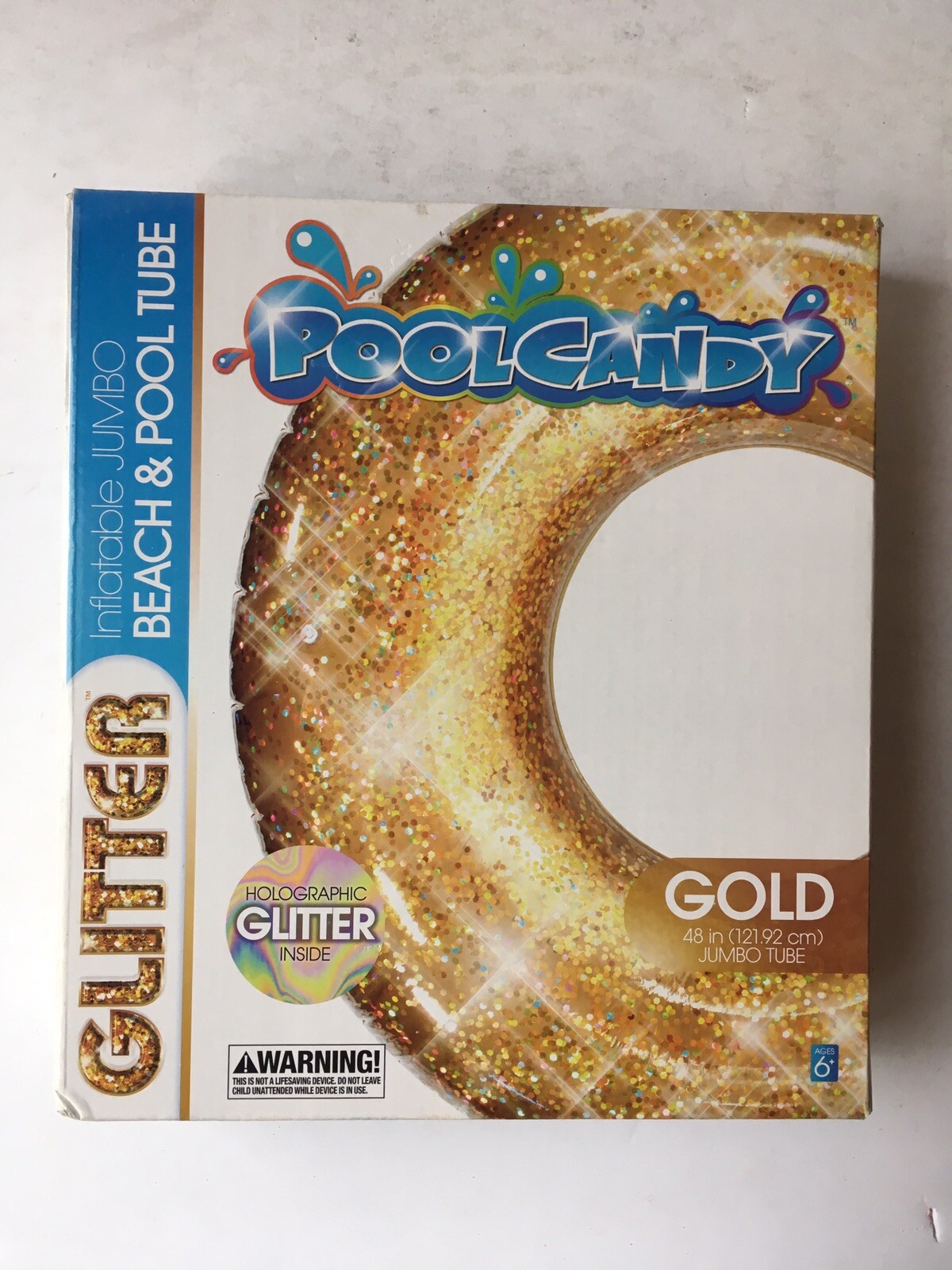 PoolCandy+Jumbo+48+Inch+Gold+Glitter+Swim+Ring+Inner+Tube+Beach+Pool ...