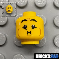 Lego New Yellow Minifig Head Dual Sided Boy Queasy Sick Face Sweat Drop Smile