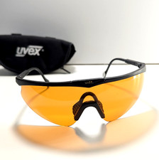 UVEX Mammoth Sunglasses Race Across Matte Black Wrap Frame Orange Shield Lens
