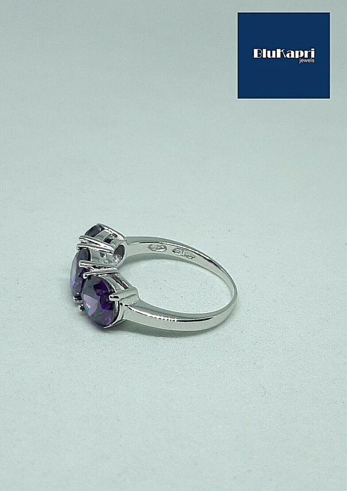 Anello Donna in Argento 925 TRILOGY  7mm zirconi Viola 4,5 karati - Immagine 4 di 4