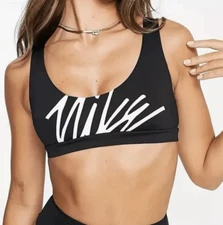 Nike Scoop Neck Logo Bikini Top Sizes Smal & Large Black NEW
