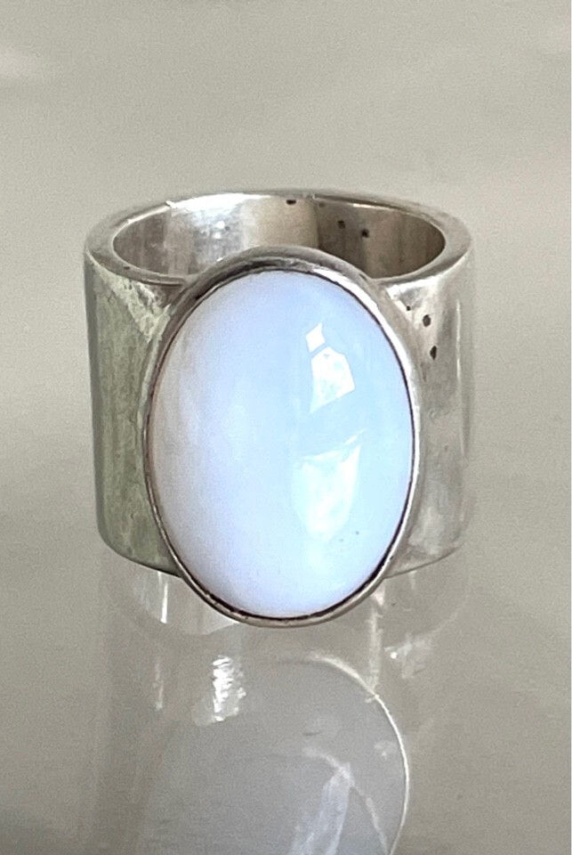 SOLID WROUGHT 925 STERLING SILVER LARGE MOONSTONE… - image 1