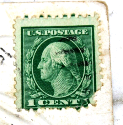 George Washington One Cent USPS Stamp 1915 Green Rare Easter Lilly