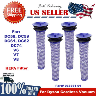 4x Pre Filter For Dyson V6 V7 V8 DC58 DC59 Animal Absolute Cordless Stick Vacuum