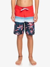 Quicksilver Red/Blue Everyday Panel Board Shorts -Youth Size 30 NWT July 4th
