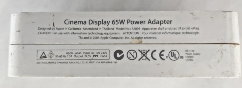 Apple HD display  24.5V  2.65A  65W A1096 Power Adapter Charger With UK plug - Image 4 of 4