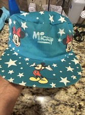 Vintage 1980s Mickey Mouse Hat Retro Teal Painters Cap Disney Character Stars