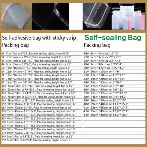 Clear Display Bag Self Seal Plastic Packing Bags 8cm-70cm - Picture 2 of 46