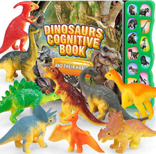 Dinosaur Toys,Dinosaur Sound Book with Pack of 12 Toy Figures,Realistic Roars