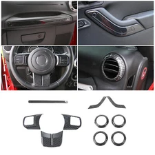 10X Carbon Interior Cover Trim Accessories Kit for Jeep Wrangler JK 11-17 2 Door