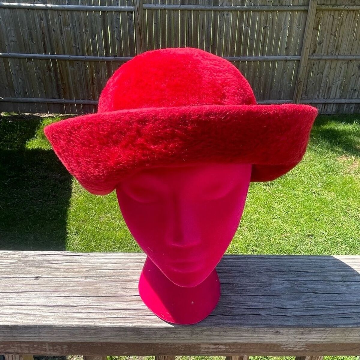 Vintage Duchess Faux Fur Hat Red