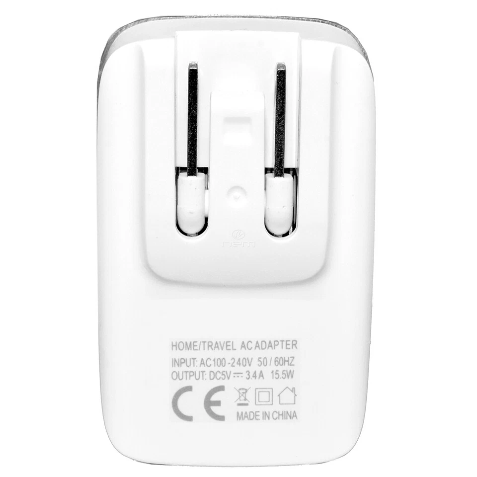 Cargador de CA de viaje universal blanco de doble puerto adaptador de pared para el hogar + cable tipo C para Foto 4 de 4
