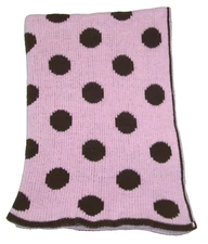 COCALO Pink Brown Polka Dot Chenille Baby Blanket Reversible Security Lovey