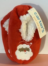 NEW Carter's Toddler Christmas Embroidered Santa Slippers in Red Size: 4T - 5T