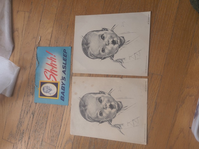 Vintage Gerber Baby Shhh! Baby's Asleep Sign Baby Food Advertisement 