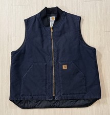 Vintage Y2K Carhartt Quilt-Lined Work Vest  Midnight Blue  V02 MDT 2XLT Duck