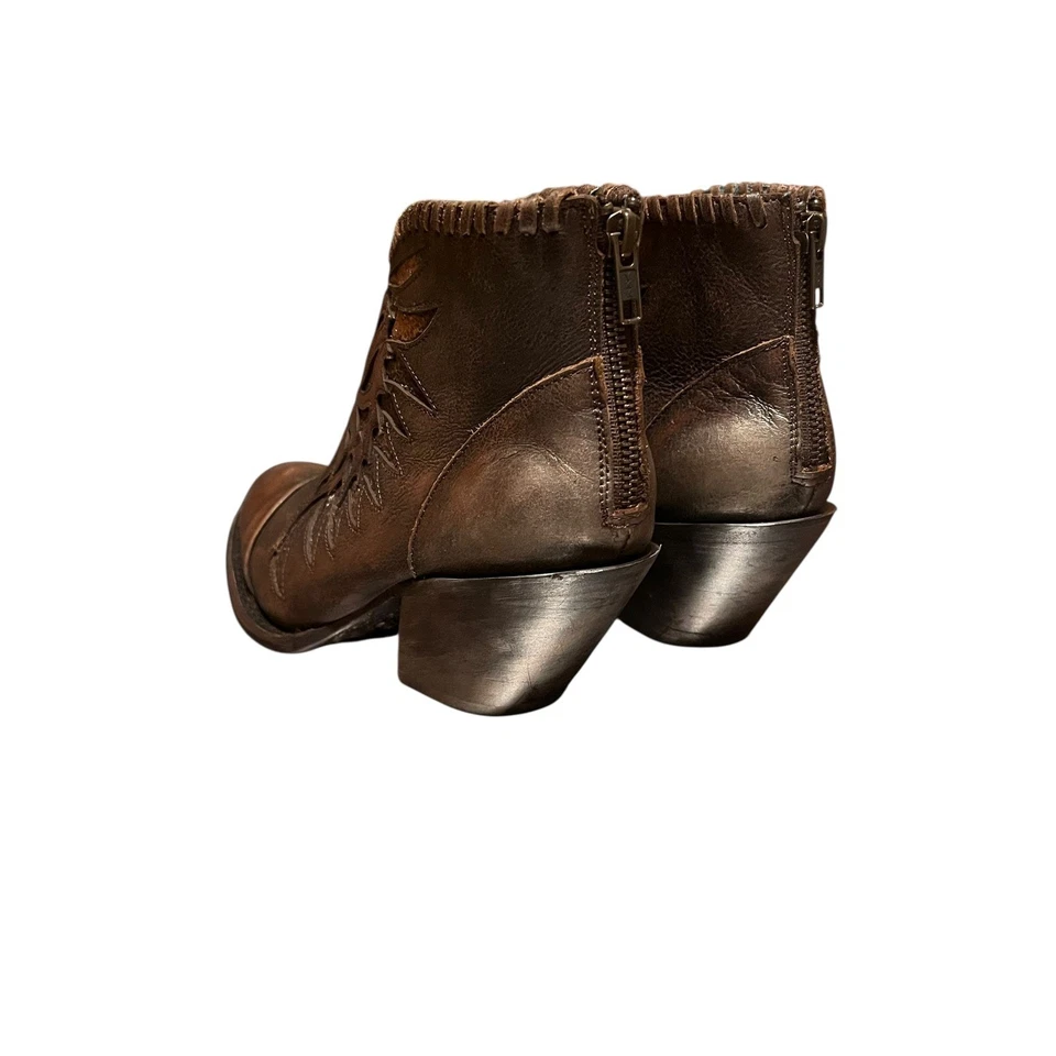 Botas Corral Western Botines Cuero Bronce Envejecido Tachonado Cremallera Talla 92M Foto 4 de 4