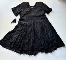 Vintage 90s Starina Black Panel Lace Whimsigoth Dress V-Neck Flowy