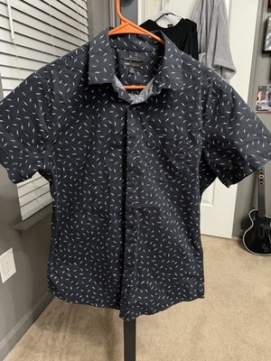 Marc Anthony Luxury Slim Fit Men's M Short Sleeve Lightning Button-Up Shirt