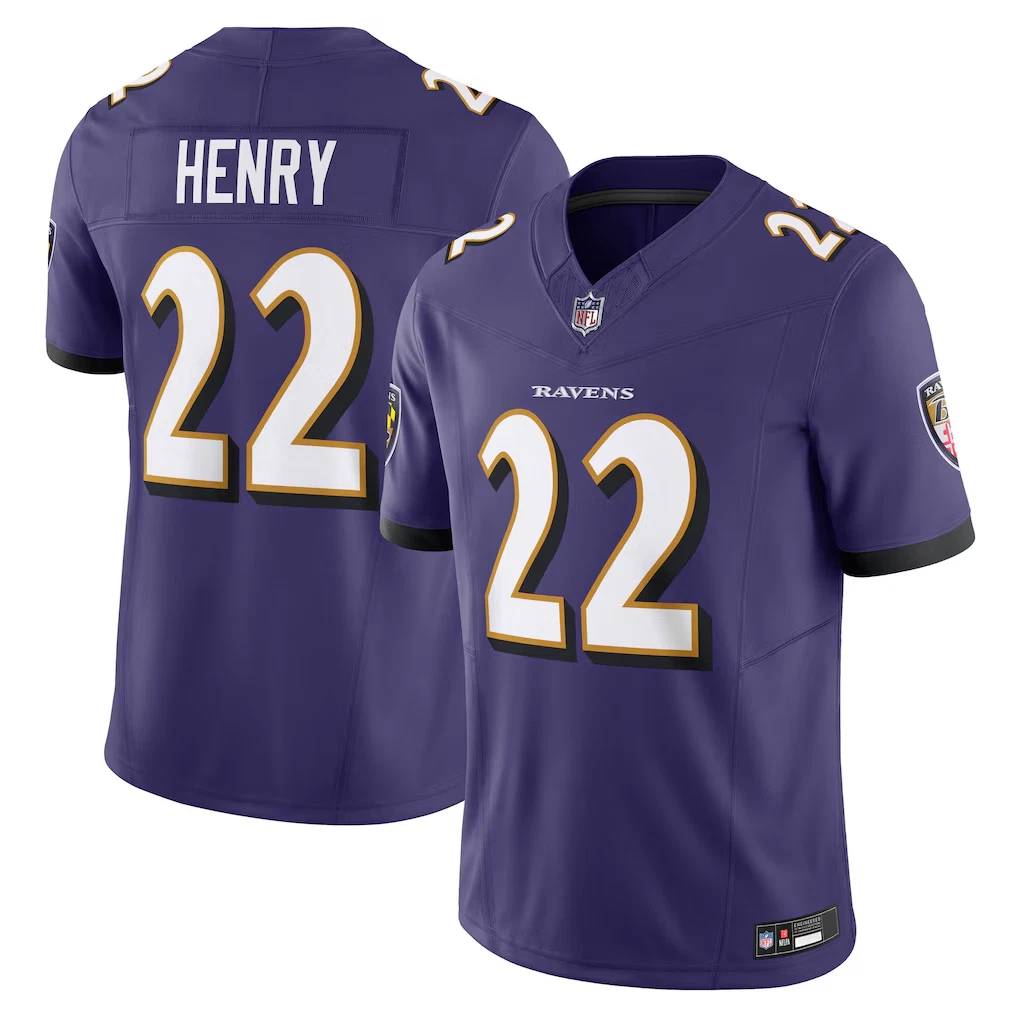 Men Ravenss #22 Derrick Henry White/Purple/Black Limited Player Jersey