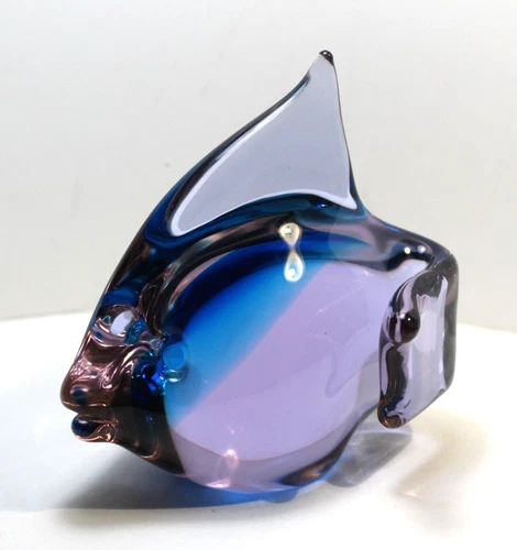 MURANO Art Glass Vintage Signed LIVIO SEGUSO Fish Sculpture Paperweight Italy