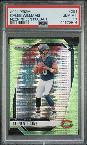 2024 Panini Prizm Caleb Williams #301 Neon Green Pulsar PSA 10 (RC) SSP