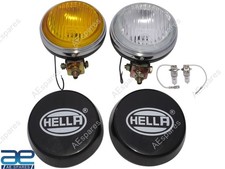 Hella Round Fog Lamp Pair Yellow Clear Glass With Cover H3 12v 55w Bulb We
