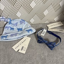 Janie and Jack hat NWT Blue tiger 0-3m 100 cotton and new Striped Bow Tie 0-24m
