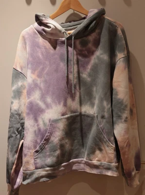 ONLY Batik Hoodie Kapuzenpullover Kurzgröße weiß Pastellfarben mint rosa lila XL - Bild 1 von 4