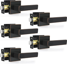 Oil Rubbed Bronze Privacy Door Levers, 5 Pack, Keyless Locksets