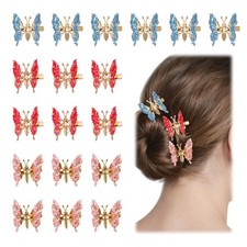 18 Pcs Butterfly Hair Clips for Girl Metal 1 Count Pack of 18 , 18 Gold