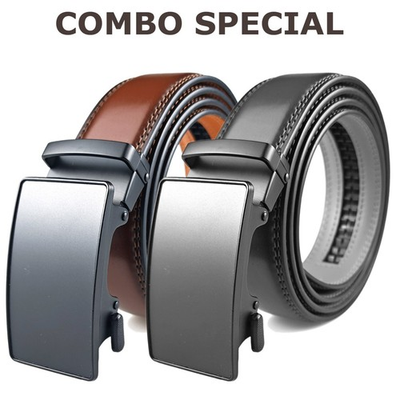 #ad 28″ 50″ Men#x27;s Leather Ratchet Dress Belts Automatic Buckle Click Sliding Belt $5.95