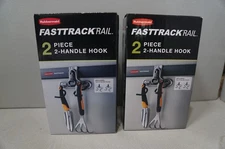 RUBBERMAID FASTTRACK RAIL 2 PC 2-HANDLE HOOK LOT OF 2 TOTAL 4 HOOKS NEW!