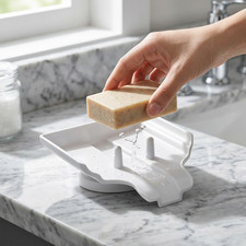 Self-draining Soap Box Bathroom Soap Dish Shower Soap Holder with Suction Cup