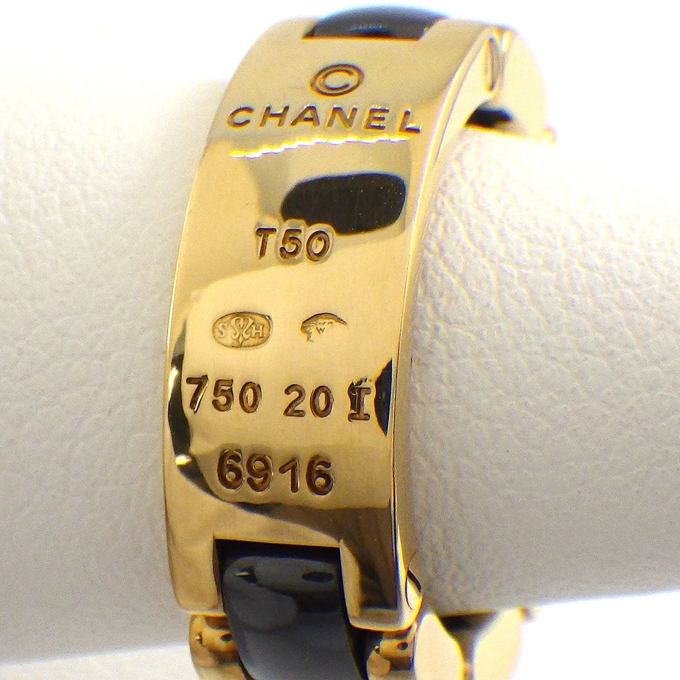 CHANEL Ring Ultra 750(18K) Yellow Gold Black Ceramic #50 US5.75 - Image 2 of 4