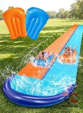 Heavy Duty Lawn Slide with Sprinkler - Double Water Slides - 32.5FT