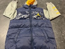 Air Jordan Youth Navy Blue Synthetic Filled Puffer Vest Hooded Jacket 12-13 L