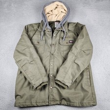 Dickies Jacket Mens Extra Large Green Hooded Full Zip Canvas Outdoor Heavy