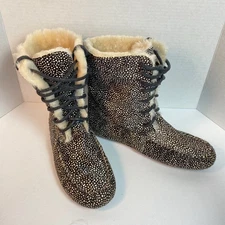 EMU Australia Brooklyn Fur W 11370 Comfort Lace-up Leather Boots Women Sz 11 New