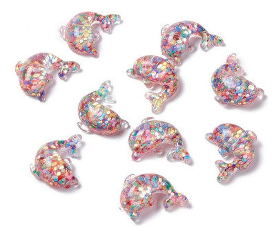 10pc GLITTER Sea Horse Dolphin Beach Shoe Charms for Crocs or Shoe Laces