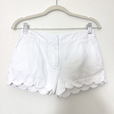 Crewcuts Girls Scalloped Hem Shorts Size 12 White Adjustable Waist With Pockets
