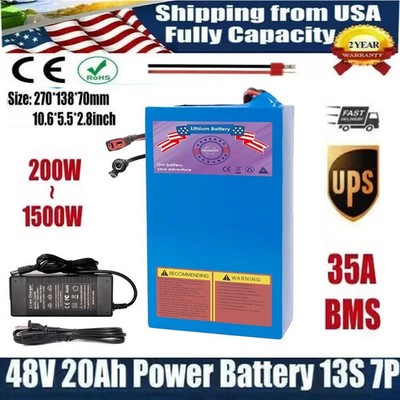 5A Fast ChargerLithium Battery 48V 20AH for  1500W ebike Electric Motor 35A BMS