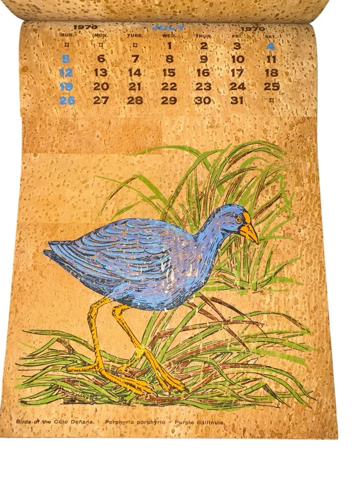 Calendario Corcho Vintage 1970 Aves de Coto Doñana España Impresiones Ornitológicas Foto 4 de 4