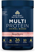 Ancient Nutrition Protein Grass Fed Whey Bone Broth Collagen Strawberry
